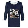 thumbnail image 4 of Yuwull Happy Thanksgiving Shirts for Women, Women's Fashion Printing Classic 3/4 Sleeve T-shirt Round Neck Tops, 4 of 4
