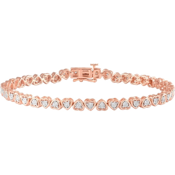 Beyond Brilliance Gold plated Sterling Silver 1/4 Ct Natural Round Diamond Link Tennis Bracelet for Women