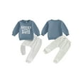 thumbnail image 3 of Gupgi 2pcs Fall Baby Boy Girl Long Sleeve Letters Print Pullover Solid Color Elastic Waist Sweatpants, 3 of 10