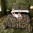 thumbnail image 3 of meiyoeat Camo Letter Print King Size Comforter Sets For Kids,Camouflage Alphabet C Design Comforters King Size For Adults,Black Reversible,3 Pieces, 3 of 7