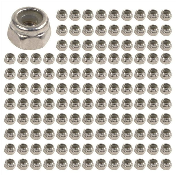 500Pcs Tuercas de Bloqueo Hexagonales de Inserción de Nylon Autobloqueantes Chapadas en Zinc M2