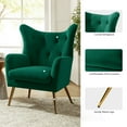 thumbnail image 3 of Velvet Accent Chairs Set of 2 Wingback Lounge Armchairs Sofa Upholstered Tufted Golden Leg Home Living Room Green, 3 of 8
