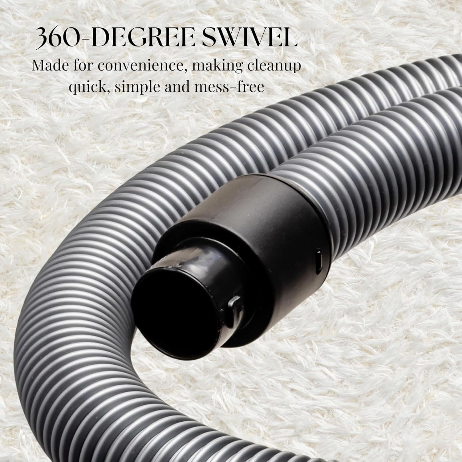 OVENTE Replacement Vacuum Hose for ST2000 and ST2010 Bagless Canister Vacuum Cleaners with Crush-Proof Design, Airflow Control and Easy Maintenance, Black ACPST2021