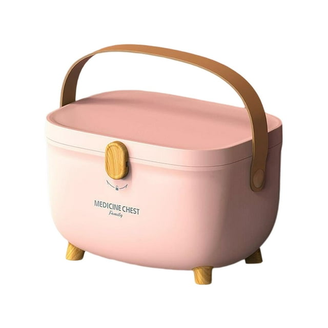 Yinanstore Household First Aid Storage Box Container Bin Organizer Multipurpose First Aid Case Container Bin Clear Lid Case Storage Box Container pink