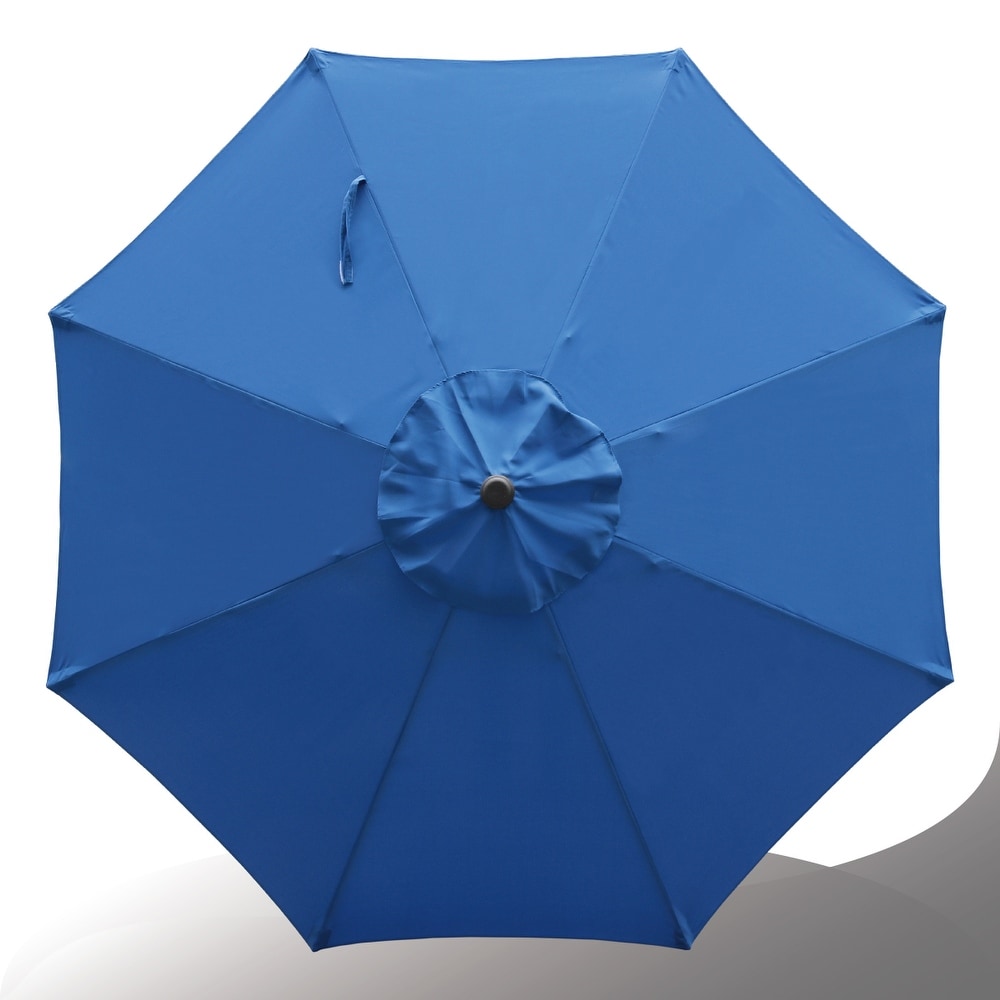 Abble 9FT Outdoor Patio Umbrella with Push Button Tilt and Crank Handle, Market Umbrella with 8 Sturdy Umbrella Ribs, Waterproof for Garden, Deck, Backyard, Pool, Blue