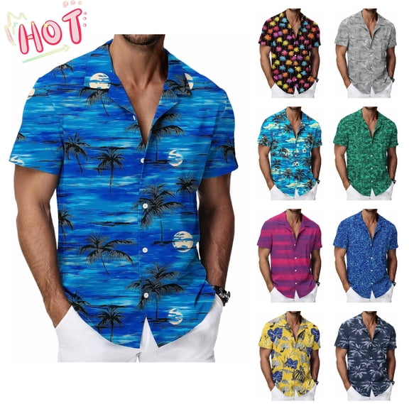 Taqqpue Mens Hawaiian Shirts Short Sleeve Tropical Button Down Shirt Floral Shirt Summer Beach Shirt for Men S-XXXXL