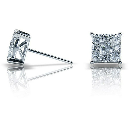 1 Carat T.W. Square Diamond 10kt White Gold Stud Earrings