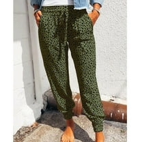 OKBOP Womens Scrubs Pants,Casual Trousers Summer Leopard Print Bottoms Athletic Pants for Women