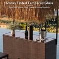thumbnail image 6 of LAZZO 3 Pieces Outdoor Bar Set, Patio Wicker Tiki Bar Set with Height Stools and Islander Tiki Bar for Garden, Dark Brown, 6 of 9