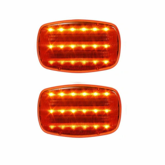 (2) AMBER LED Battery Operated Magnetic Safety Flasher Truck Trailer LED Light