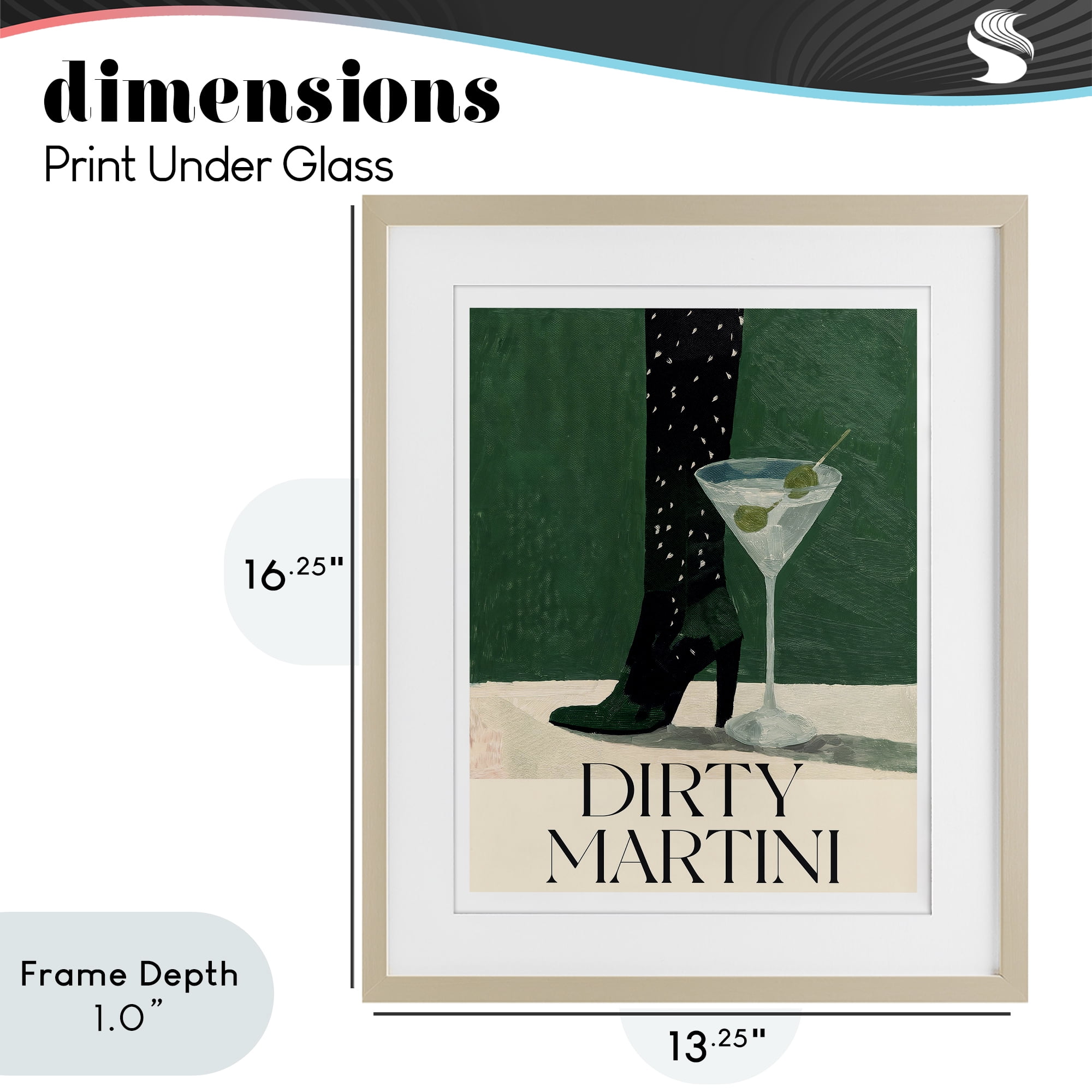 Stupell Industries Dirty Martini Stylish Heel Birch Framed Print Under Glass, design by Lettered and Lined