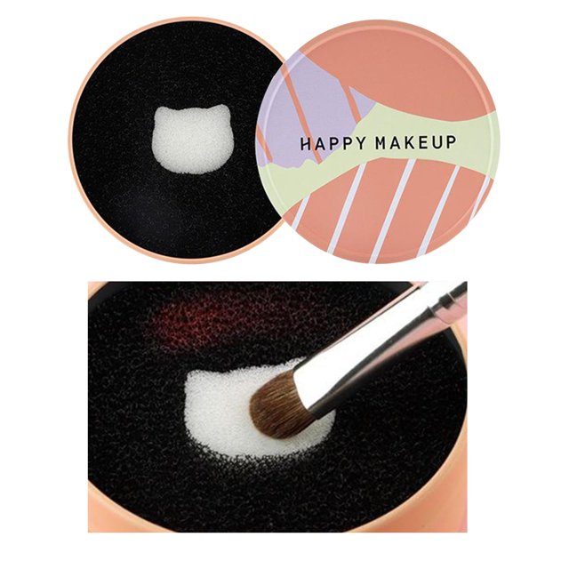 Pincel de maquillaje Limpiador Esponja Sombra de ojos Removedor de color Cabeza de gato de caja de metal Colcomx esponja limpiador de cepillo