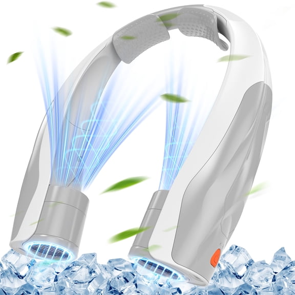 SIMWAL Portable Neck Fan, 6000mAh Battery Operated, 6 Speeds , USB Charging, Hands-Free 360° Personal Cooling Fan for Home Office Outdoor Use, Lightweight Gift for Women Men - white