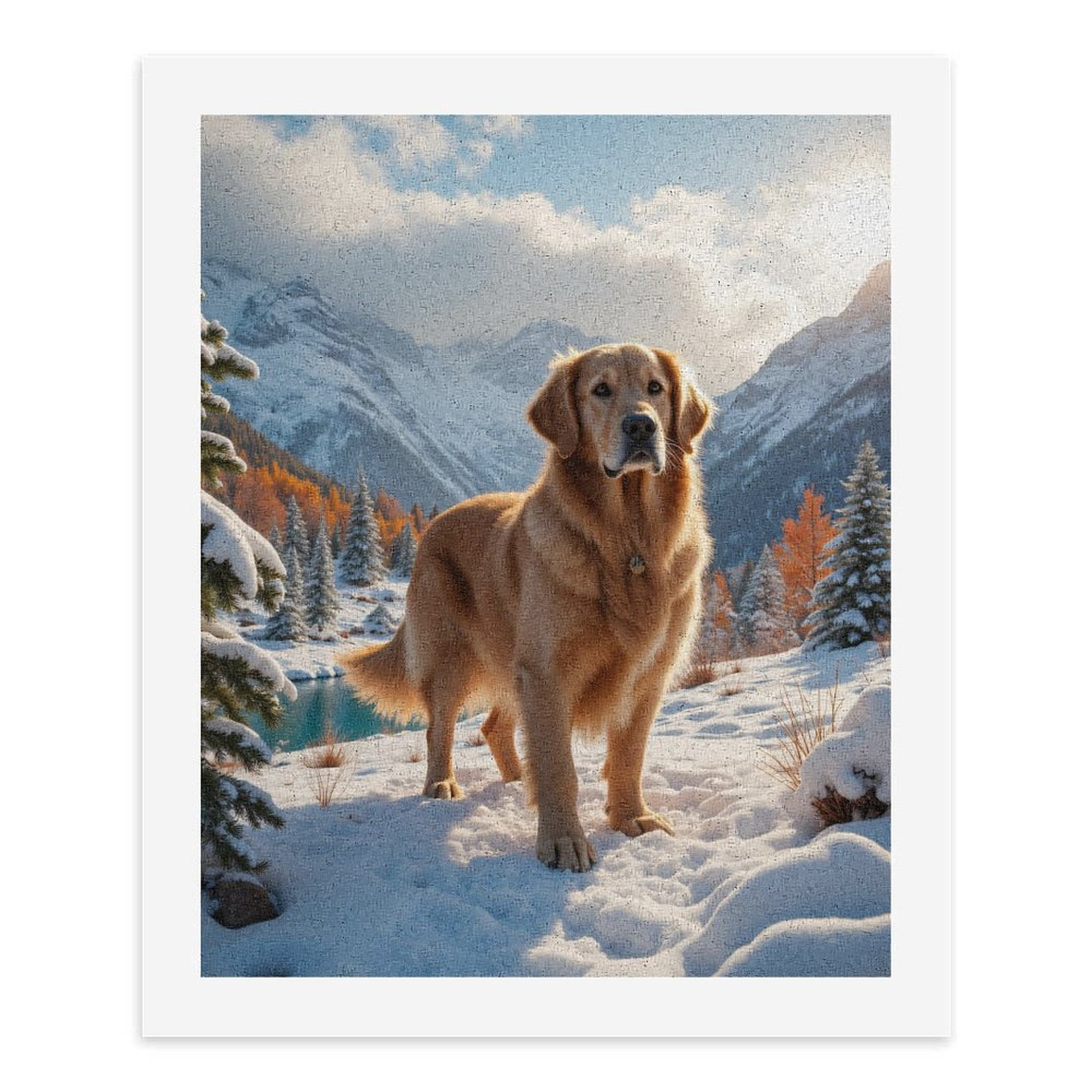 Paint by Numbers Kit for Adults, Golden Retriever Snowy Mountain Landscape Paint by Numbers, Easy Paint by Numbers Kit for Adults Beginner, DIY Adult Paint by Number Kits on Canvas, Home Decor
