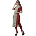 thumbnail image 4 of Moomaya Women Printed Kurti Knee Length Kurta Tunic Tops V Neck Plus Size Dress, 4 of 6
