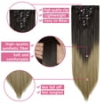 thumbnail image 3 of 7-piece 16 Clips Thick Curly Straight Full Head Clip in Double Weft Hair Extensions Wig for Women, 3 of 4