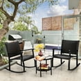 thumbnail image 1 of Costway Ensemble Bistro 3 Pcs Chaise à Bascule en Rotin pour Patio Table Basse Étagère de Rangement, 1 of 10