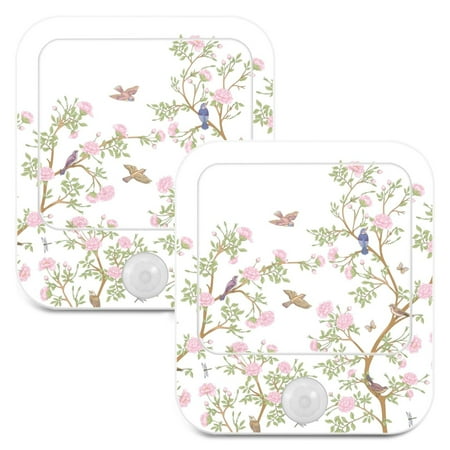 

Flowers and Birds LED Motion Sensor Night Light Plug into Wall 2 Pack Auto Dusk to Dawn Adjustable