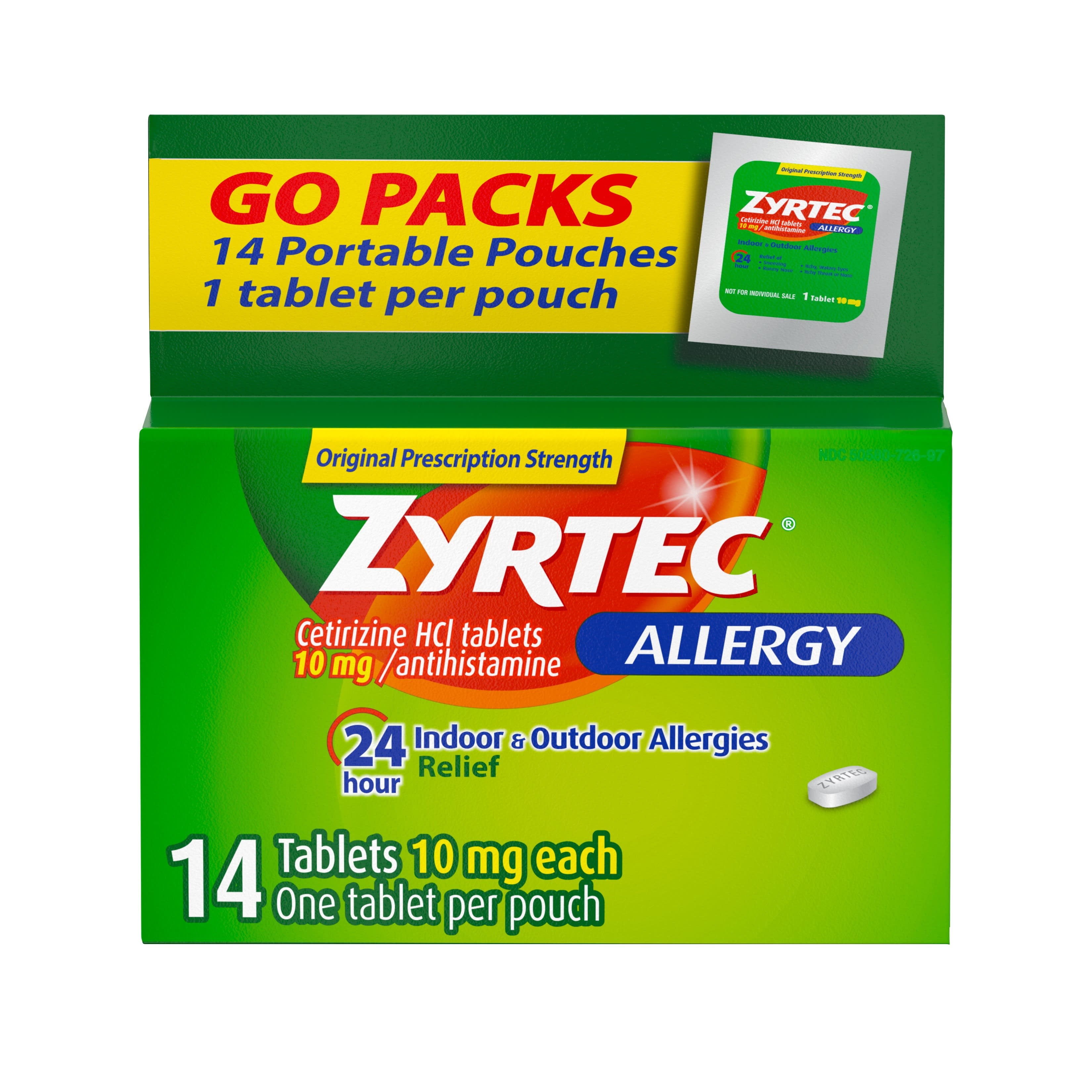 Zyrtec 24 Hour Allergy Relief Tablets, Cetirizine, 14 ct, (14 x 1 ct)