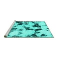 thumbnail image 2 of Ahgly Company Machine Washable Indoor Square Abstract Turquoise Blue Modern Area Rugs, 3' Square, 2 of 4