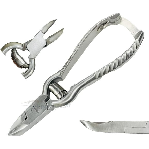 Heavy Duty Toe Nail Clipper for Thick Toenails Manicure & Pedicure Barrel Spring Super Sharp Trimmer Curved German Stainless Steel 5.5"