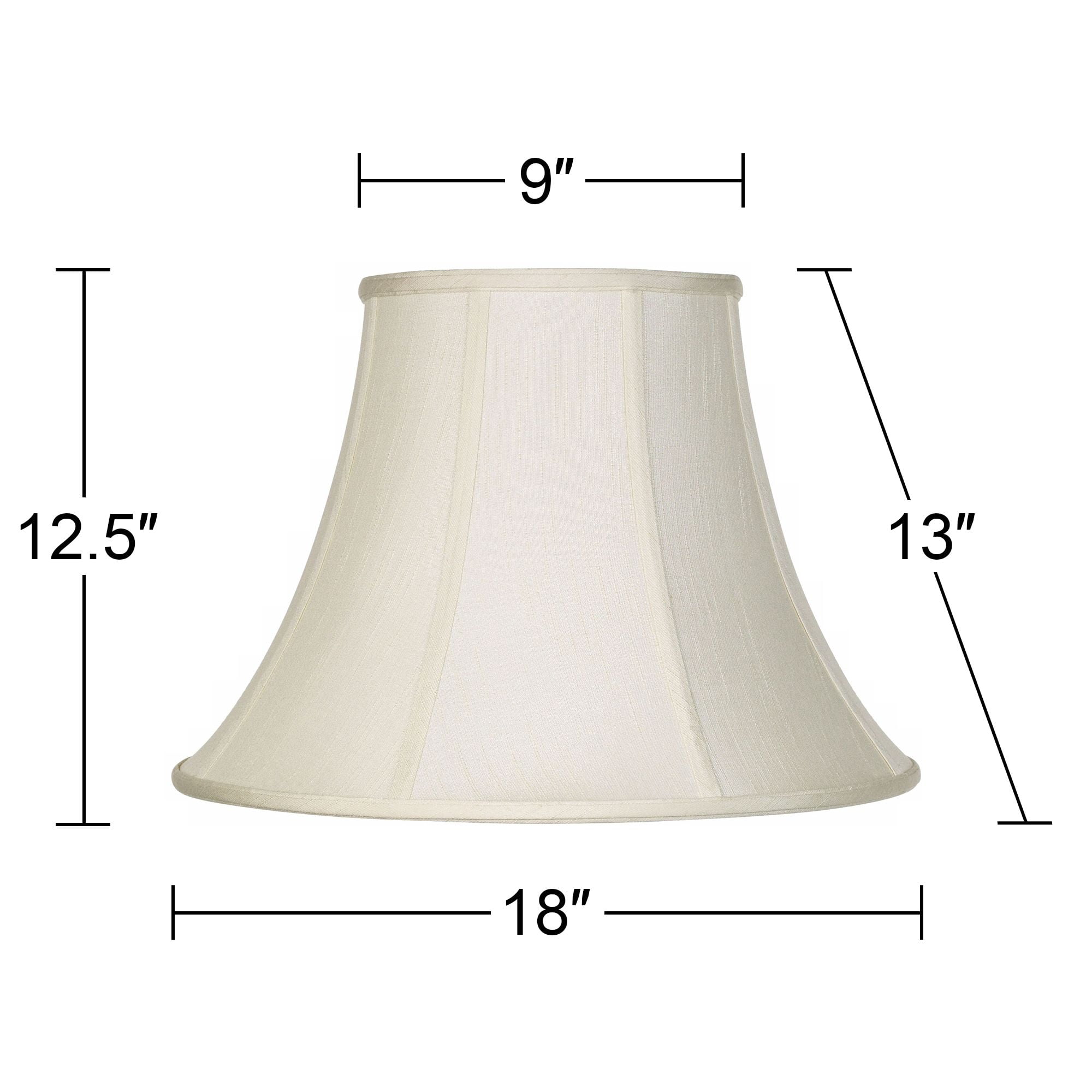 Imperial Shade Creme Large Bell Lamp Shade 9" Top x 18" Bottom x 13" Slant x 12.5" High (Spider) Replacement with Harp and Finial