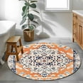 thumbnail image 4 of Orange Boho Large Area Rugs for Bedroom Living Room, Soft Non Slip Carpet Bedside Rug, Vintage Ethnic Tribe Abstract Art Round Floor Cover Kitchen Accent Rug 4' for Dining Room/Office, 4 of 9