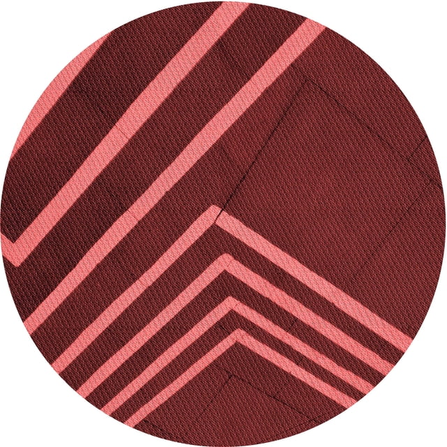 Ahgly Tapis Rond Lavable en Machine Intérieur Rouge Pamplemousse Transitionnel, 3 Pieds Rond