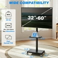 thumbnail image 3 of TAVR Furniture Mobile TV Cart Stand for 32 to 60 inch Screens, Rolling Swivel Corner TV Mount Stand with Rack Shelf, 3 of 10