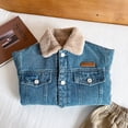 thumbnail image 4 of MXIEZI 2-10T Kids Toddler Girls Boys Denim Jacket Outerwear Faux Fur Thicken Fleece Lined Jean Coat Plush Winter Outwear Snowsuit, 4 of 9