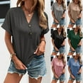 thumbnail image 4 of Askfv Women's Summer Tops Henley V-Neck T-Shirt Short Sleeve T Shirts Button Up Blouse, 4 of 4