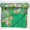 thumbnail image 4 of Handblock Multi Pasiely Print Handmade Cotton Kantha Quilting Throw Blanket Hippie Queen/King Size Bohemian Block Kantha Quilt With 2 Pillow Cover, 4 of 5