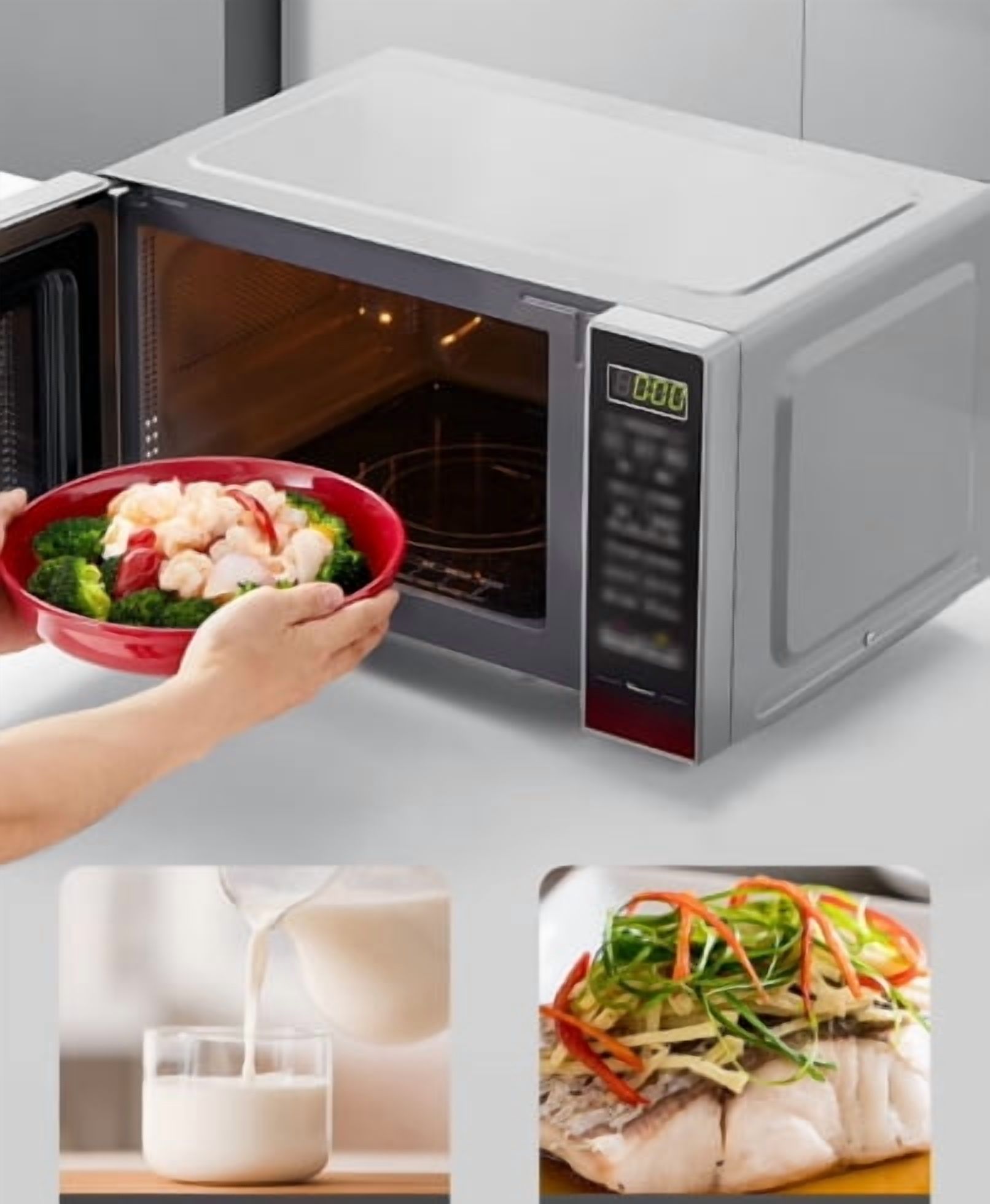VEAVON Countertop Microwave Oven 1.2 Cubic Feet Removable Turntable Smart Humidity Sensor 12 Auto Menus Quiet Function ECO Mode Easy Clean Interior 1100W