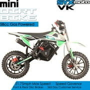 SYX MOTO VK 58cc 4-Stroke Gas Powered Mini Dirt Bike for Kids, Fully Automatic Youth Off-Road Motorcycle with Speed Governor, Pull Start, Green/White