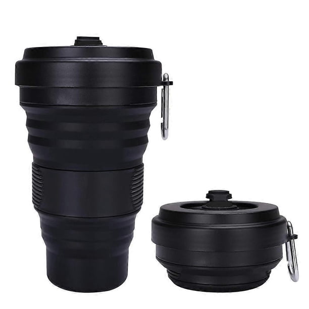 550ml Silicone Folding Coffee Cup Car Retractable Water Cup Portable Silicone Kettle Student Kettle black