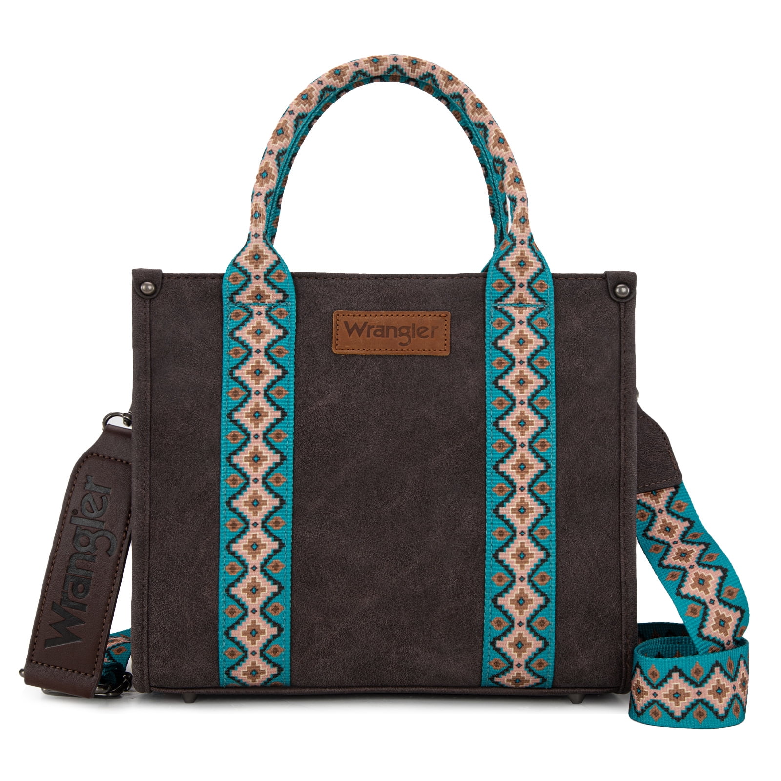 Wrangler Aztec Tote Bag for Women Boho Shoulder Purse, Cf-Turquoise