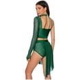 thumbnail image 2 of Doomiva Women Lyrical Dance Outfit Halter Crop Top High-Low Skirt with Briefs Contemporary Dance Dress Dark Green L, 2 of 5