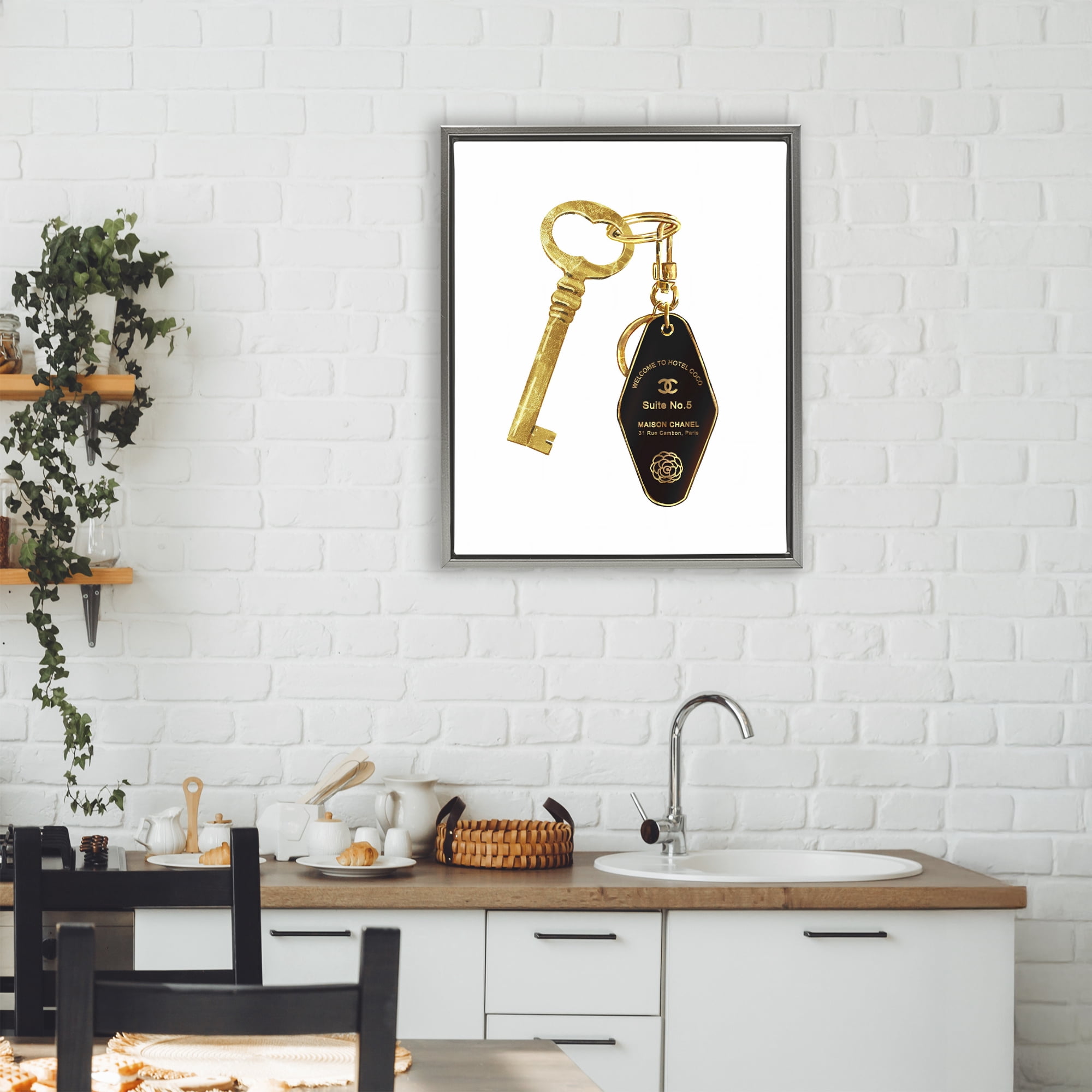 Luxury Fashion Key Gray Framed Floater Canvas Wall Art, design by Ziwei Li