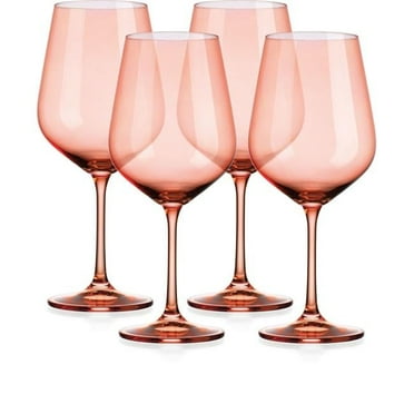 Translucent Large Wine Glasses, Blush Coral - Set of 4