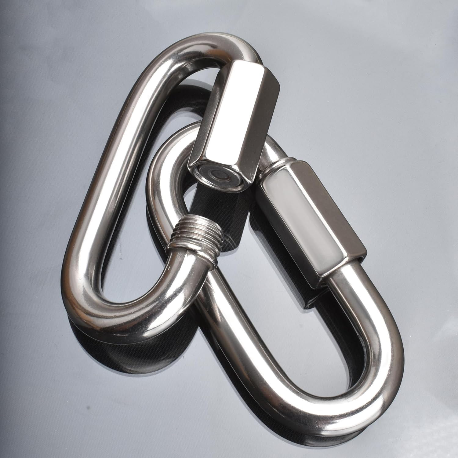 4 Packs 1/2" Quick Links,M12 Heavy Duty 304 Stainless Steel Quick Link D Shape Locking Looks for Carabiner, Hammock, Camping and Outdoor Equipment, Max. Load 3300 Lb