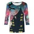 thumbnail image 4 of Fiaer,Halloween 3/4 Sleeve Womens Tops,Women's Oversized Halloween Printed T Shirts,Ladies Crew Neck Loose Fit Trendy Tshirts Pink XL, 4 of 4