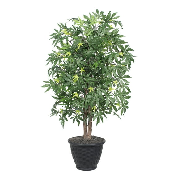 Vickerman 4' Artificial Japanese Maple Bush, Gray Square Plastic Container