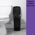 thumbnail image 4 of Superio Slim Trash Can with Foot Pedal – 4 Gallon Plastic Step-On Trash Can with Lid, Garbage Can, Small Trash Can for Bathroom, Kitchen, Office, Bedroom, Dorm Room – Onyx Grey, 2, 4 of 5
