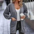 thumbnail image 2 of Tuphregyow Women's Winter Thicken Leisure Fashion Sweater Outerwear Soft Loose Oversized Fleece Knit Cardigan Lightweight Long Sleeve Outdoor Cardigans Trendy Solid Comfy Gray XL, 2 of 5