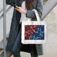 thumbnail image 7 of Honeii Red And Blue Lightning Print Fluffy Shoulder Bag Plush Bags Women Ladies Tote Bag Fluffy Furry Purse Handbag for Autumn and Winter, 7 of 7