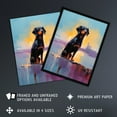 thumbnail image 2 of Rottweiler Puppy Beach Sunrise Dog Portrait Art Print Framed Poster Wall Decor 12x16 inch, 2 of 5