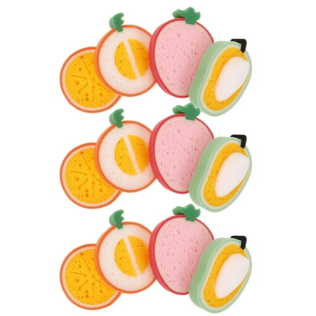 12-Pack Kitchen Dishwashing Sponges for Cleaning Orange Scrubbers for Dishes and Household Use