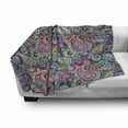 thumbnail image 3 of Navy and Blush Soft Flannel Fleece Blanket, Old Fashioned Eastern Floral Paisley Motif Vintage Oriental Elements, Cozy Plush for Indoor and Outdoor Use, 50" x 70", Pink Blue Yellow, by Ambesonne, 3 of 6