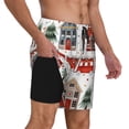 thumbnail image 2 of Balery Christmas Houses Bañador para hombre, shorts de playa de secado rápido con entrepierna y forro de compresión-3X-Large, 2 of 6