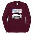 thumbnail image 2 of Wild Bobby, Ford Mustang Country USA 1964 Vintage American License Plate, Cars and Trucks, Men Long Sleeve Shirt, Maroon, 3X-Large, 2 of 4
